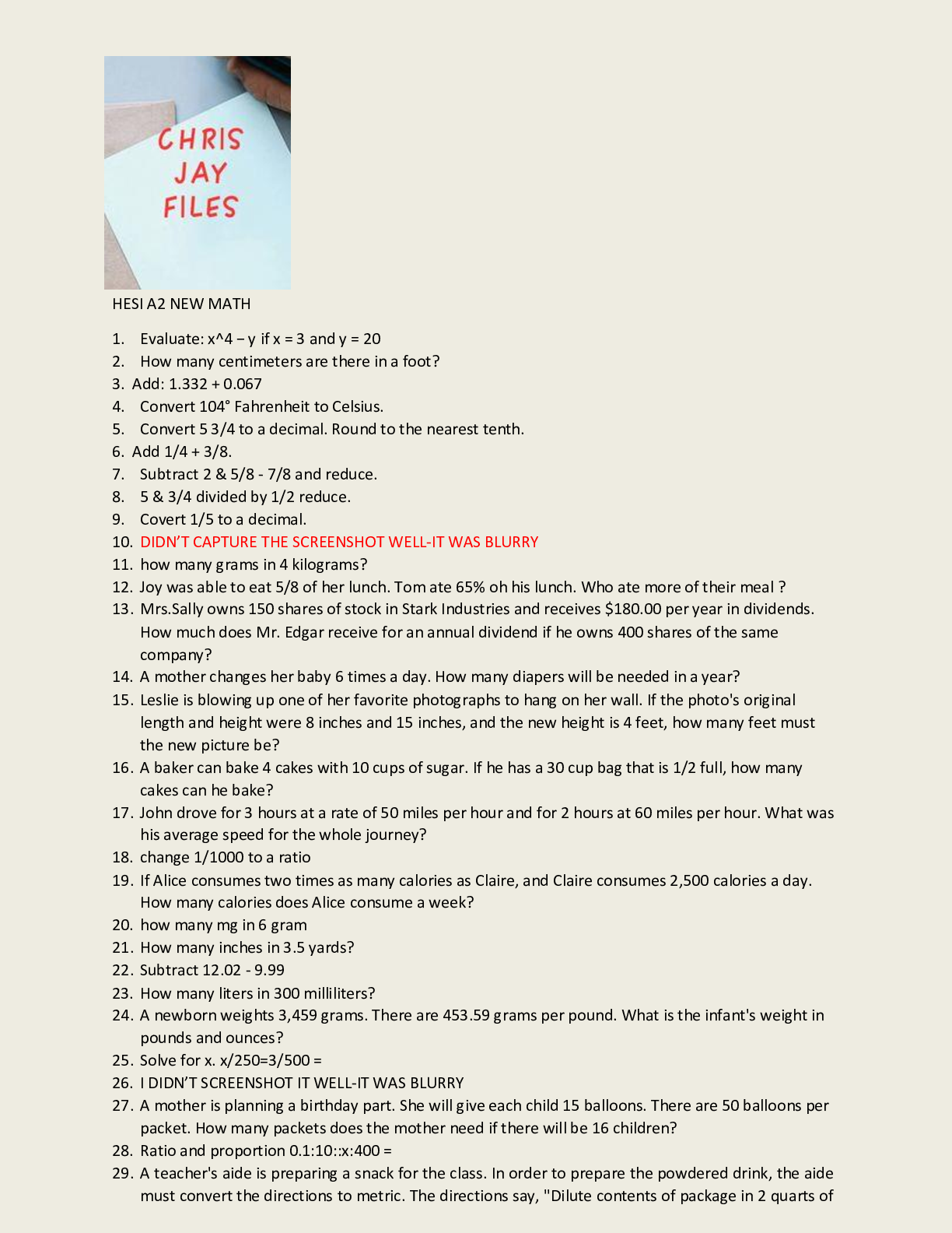 Preview image for HESI A2 NEW MATH FILE 2021